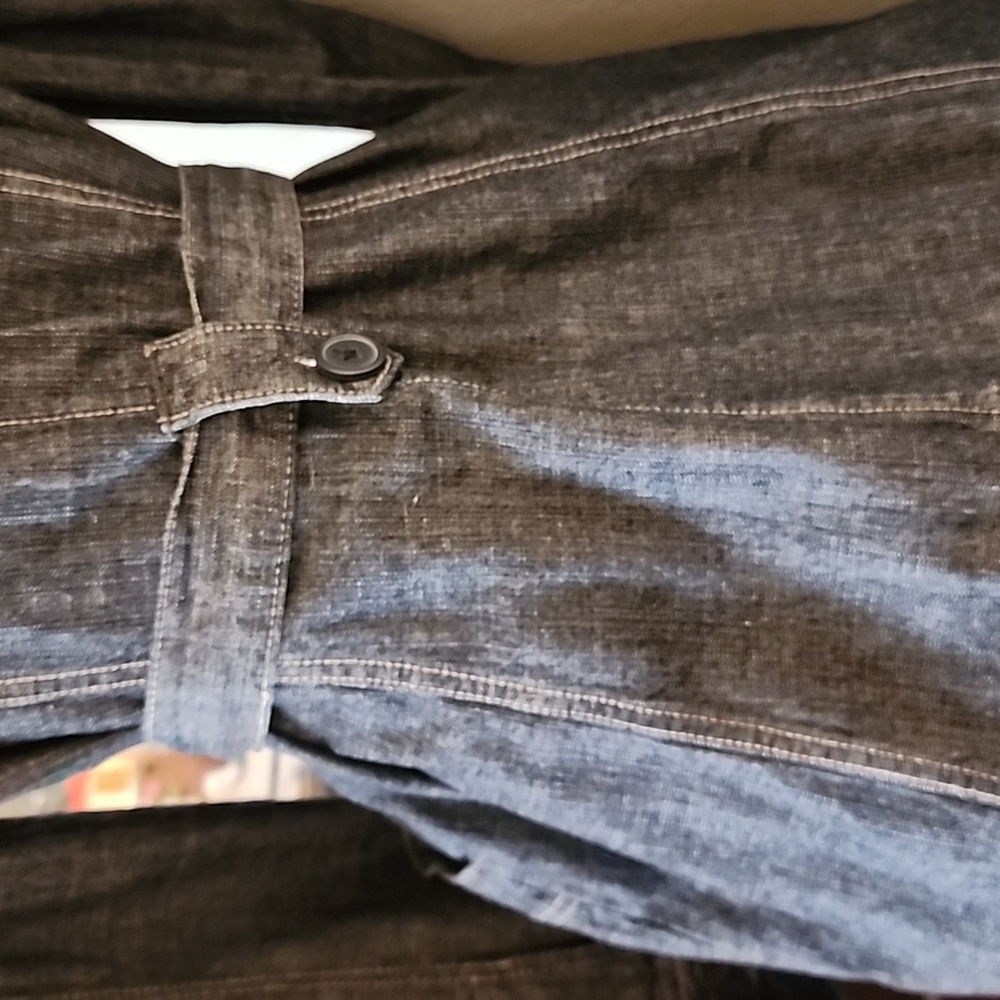 French Cuff Blue Demin Jeans Cotton Belt Pocket Trench Coat Jacket Women's Sz L - Picture 6 of 9